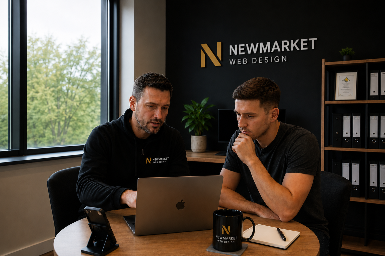 The Newmarket Web Design team collaborating on a website project for a local Suffolk business